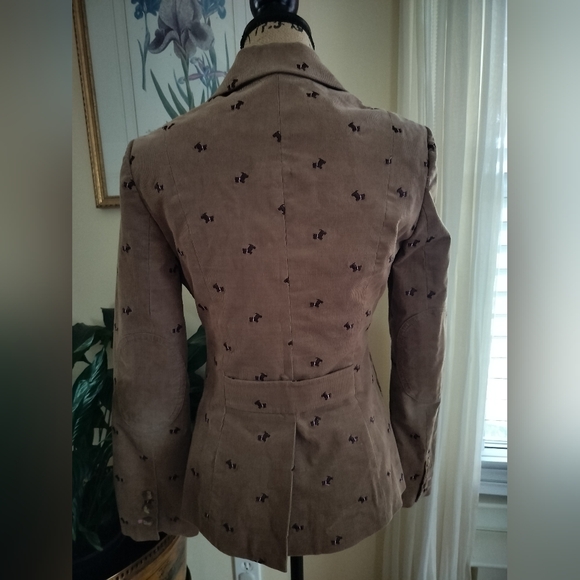 Lilly Pulitzer Corduroy Jacket Blazers Scotie Dogs Lined Elbow Patches Size 4 - Picture 4 of 8